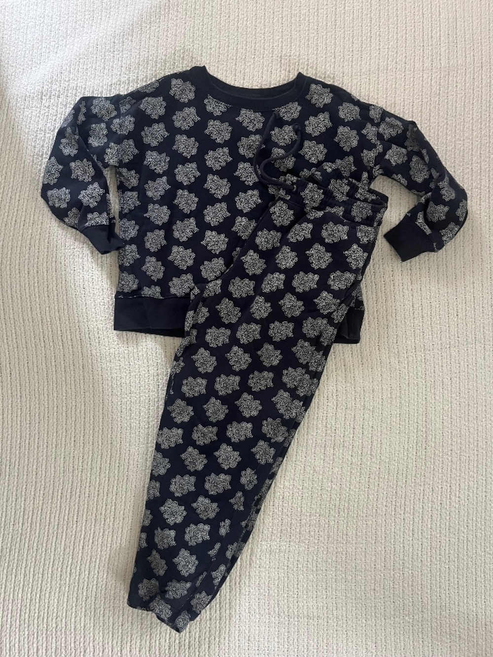 J.Crew White and Navy Paisley Sweat Set